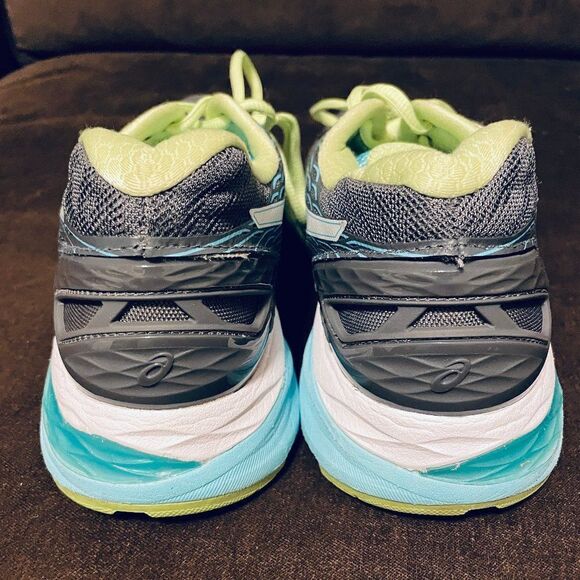 ASICS GEL NIMBUS 18 Grey Turquoise Lime Womens Size 7 US 38 EUR Medium B Width - Picture 4 of 8